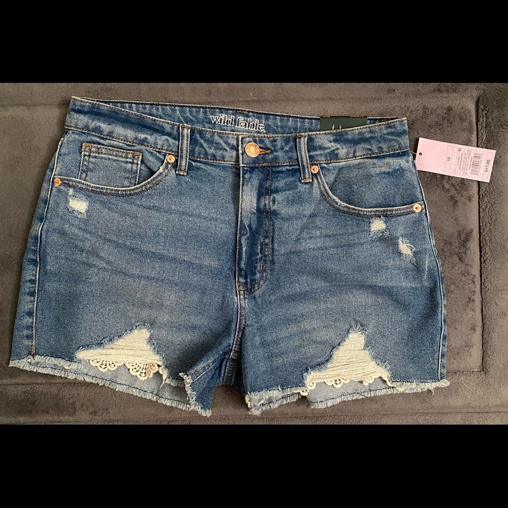 Wild Fable Jean Shorts with Lace Detail